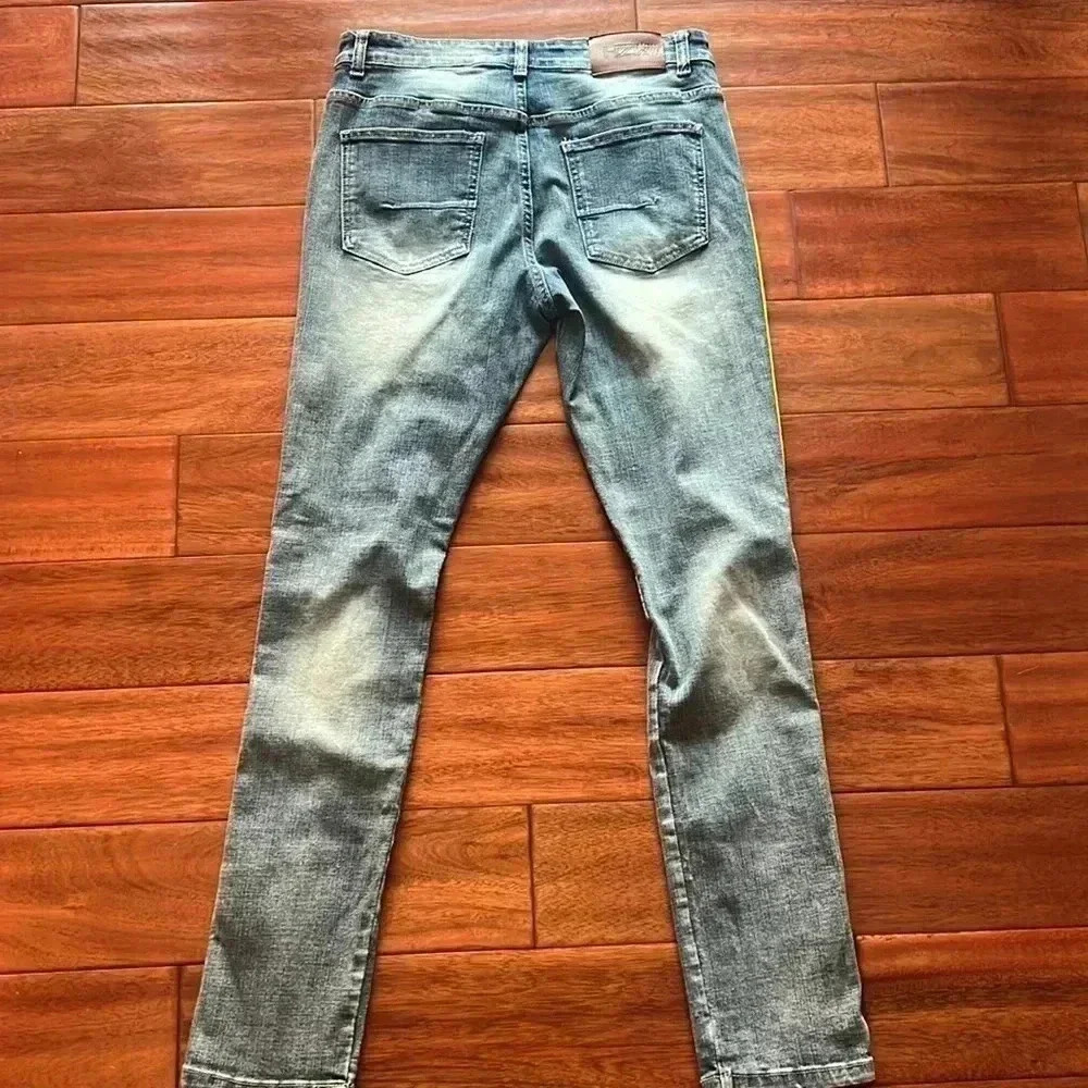 HZW, Women's Yellow Highlighted Distressed, Jeans, Size 32 - Picture 5 of 7